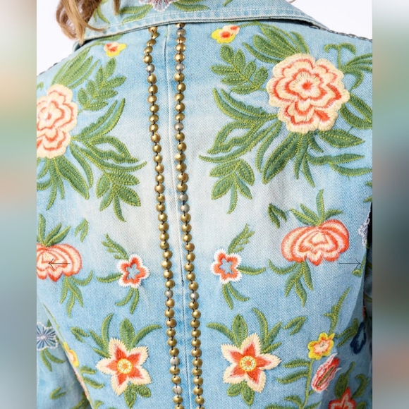 ARATTA Floral Embroidered Denim Jacket. The LUCINDA. MSRP $262 NWT - Picture 5 of 12